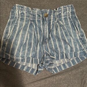 Striped Denim Shorts